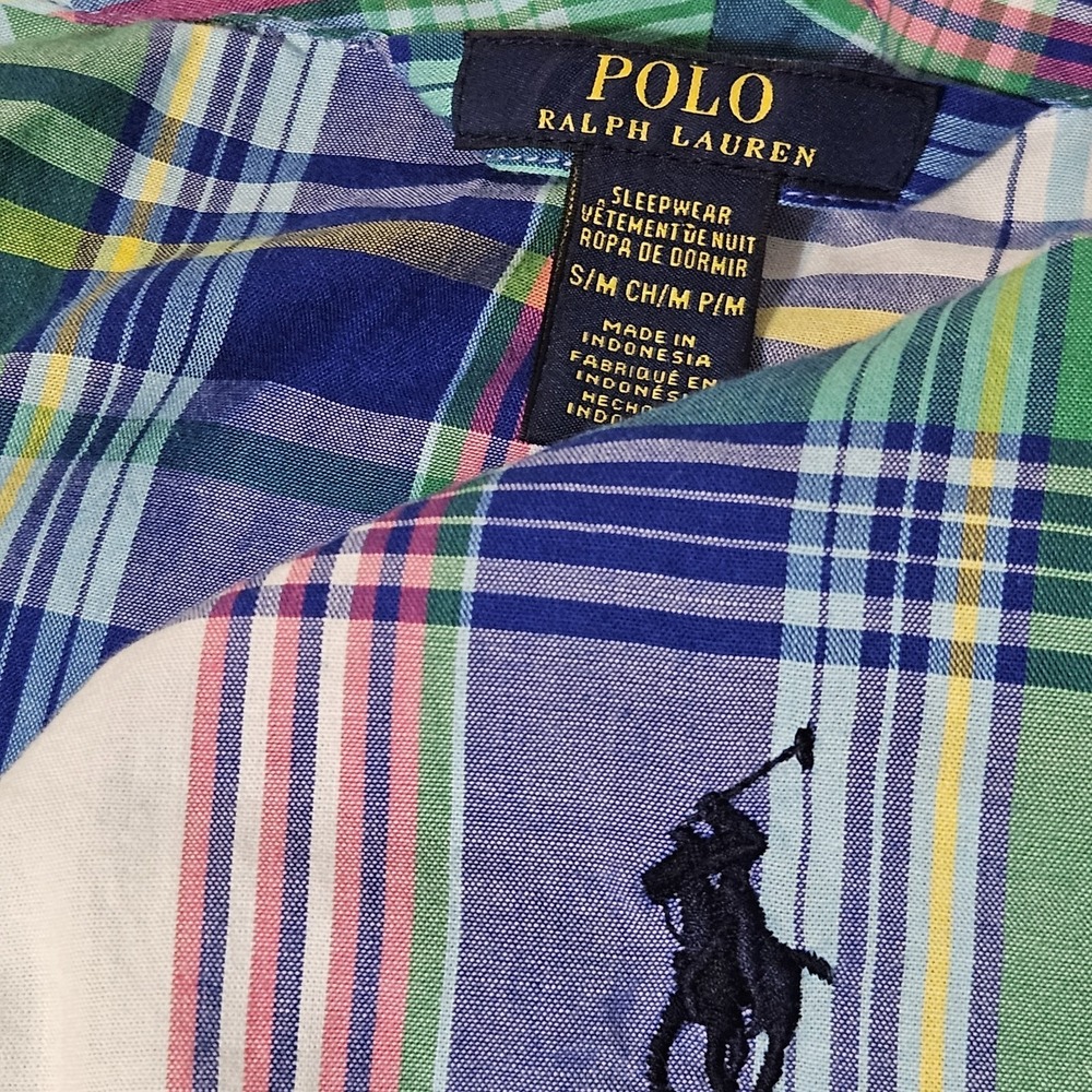 Polo Ralph Lauren BathRobe Mens Small / Medium Plaid Lightweight Pony Oxford